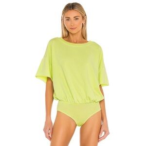 INTIMATELY FREE PEOPLE COZY COOL GIRL BODYSUIT IN NEON LIGHTNING BUG NWT. SzL